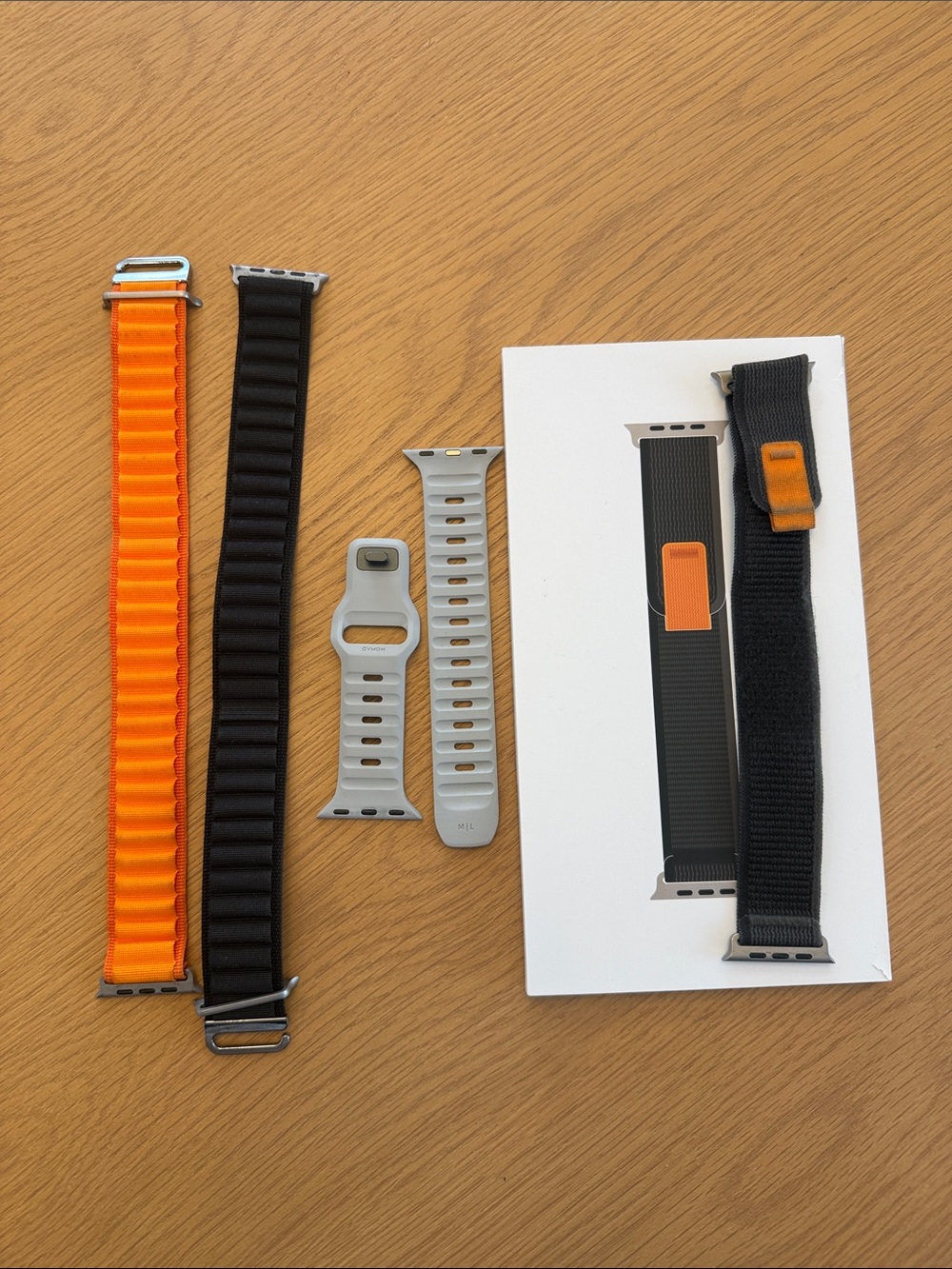 Apple Replacement Watch Bands in Black, Orange & Light Gray